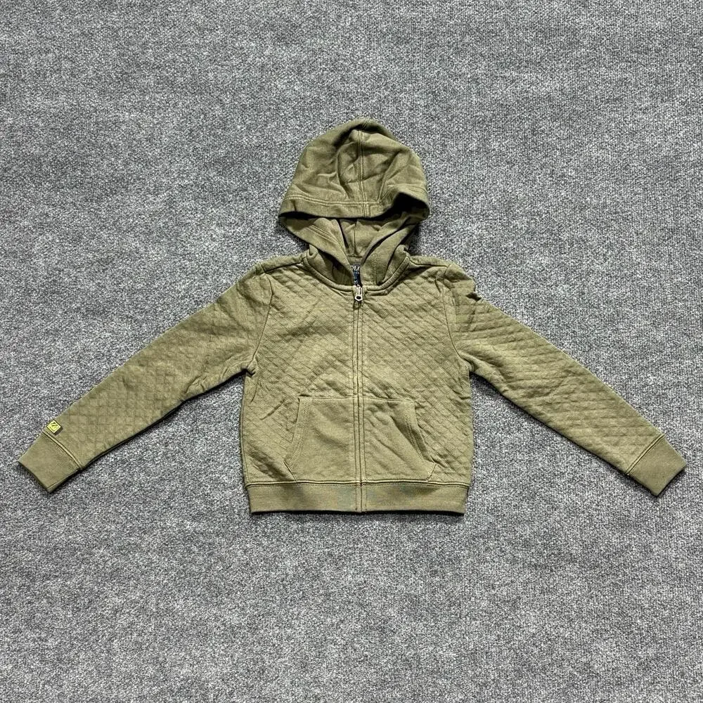 Polo Ralph Lauren Hoodie Girls 6X Green Quilted Full Zip Hooded Knit Sweatshirt